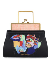 Dana - rose croc embossed/ multicoloured faces-print