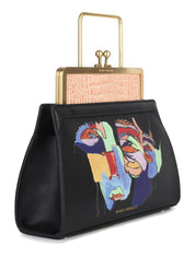 Dana - rose croc embossed/ multicoloured faces-print