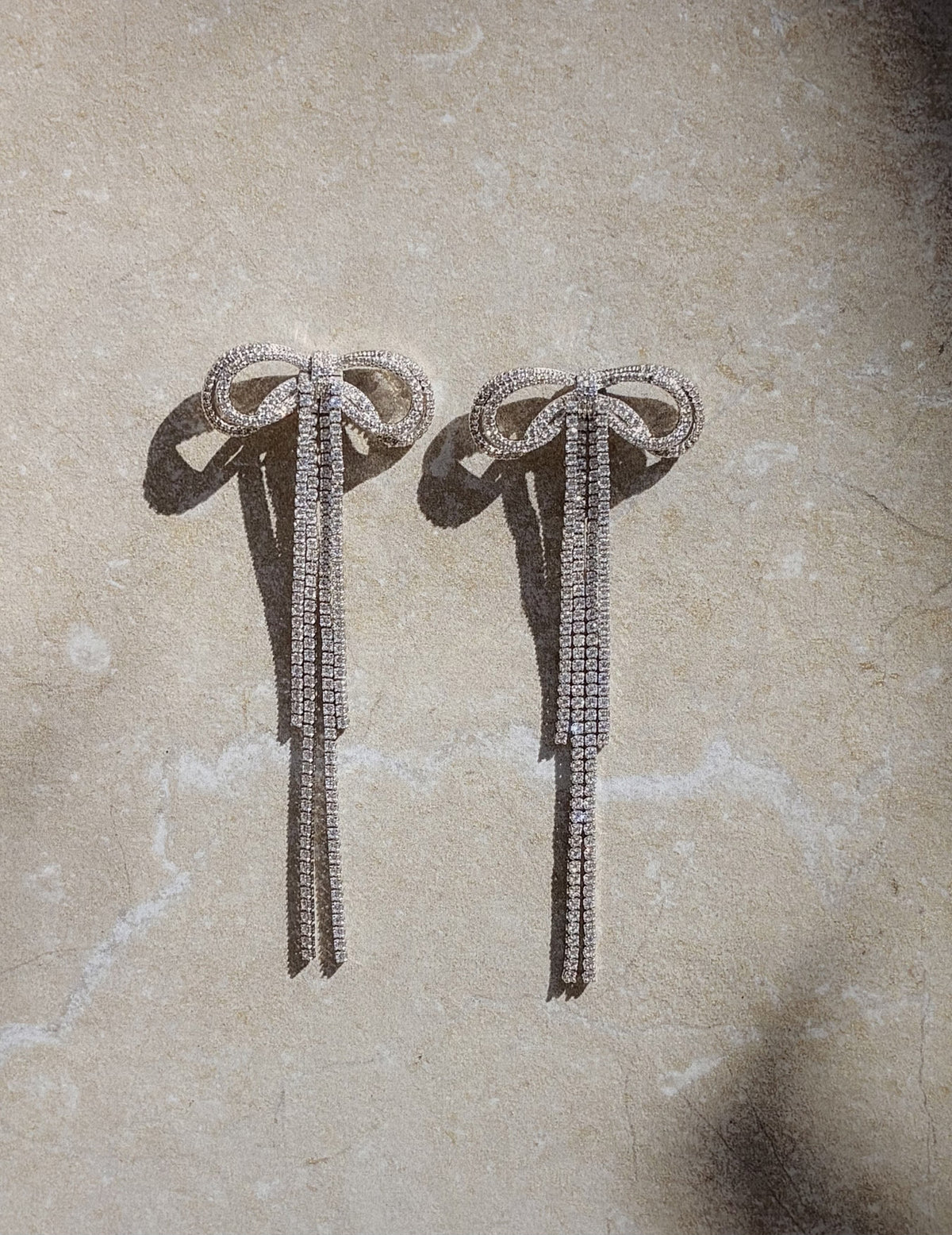 Double crystal bow earrings