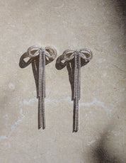 Double crystal bow earrings