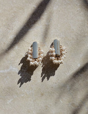 Gold pearl cluster earrings