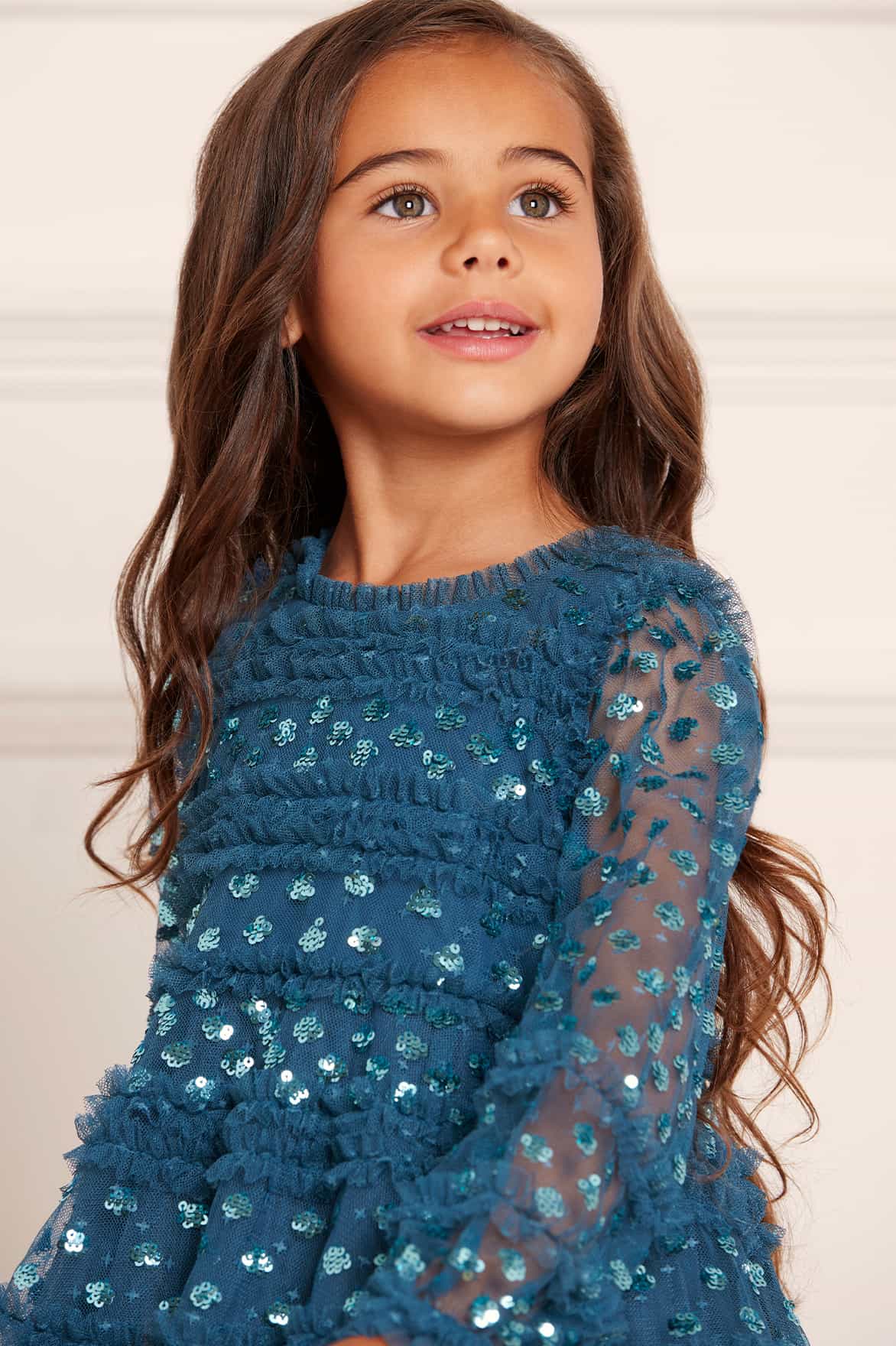 DOT SHIMMER LONG SLEEVE KIDS DRESS