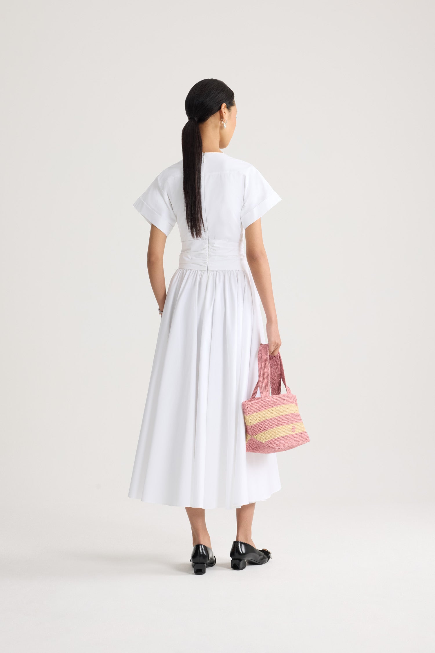 Knotted Organic Cotton Short-Sleeved Midi Dress