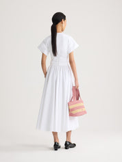 Knotted Organic Cotton Short-Sleeved Midi Dress