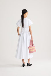 Knotted Organic Cotton Short-Sleeved Midi Dress