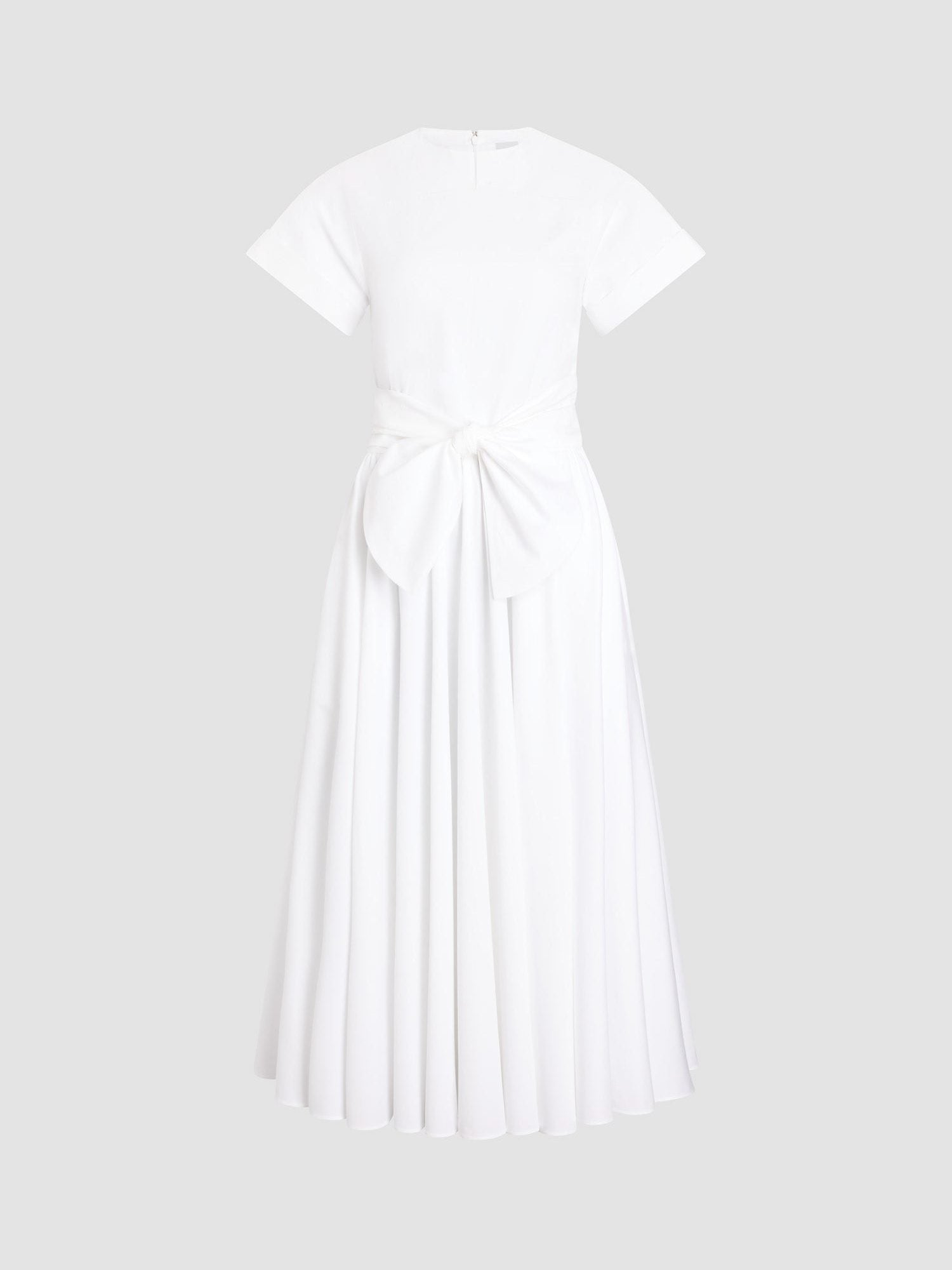 Knotted Organic Cotton Short-Sleeved Midi Dress