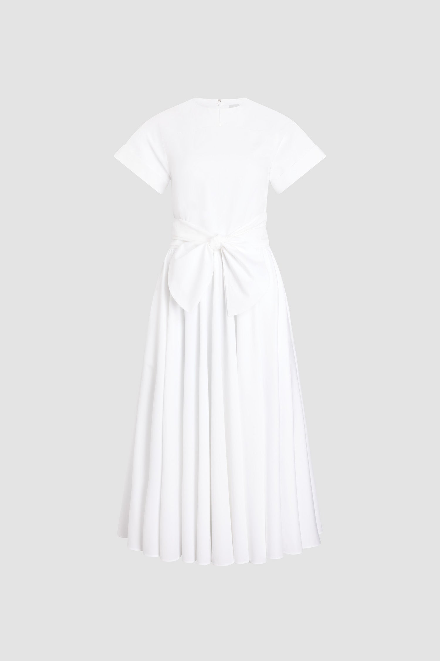 Knotted Organic Cotton Short-Sleeved Midi Dress