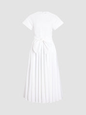 Knotted Organic Cotton Short-Sleeved Midi Dress