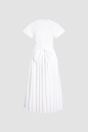 Knotted Organic Cotton Short-Sleeved Midi Dress