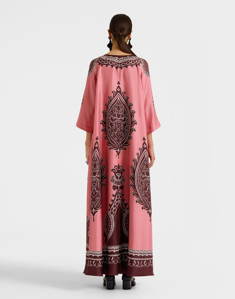 Muumuu Dress Oltrarno Placée Pink in Silk Twill