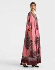 Muumuu Dress Oltrarno Placée Pink in Silk Twill