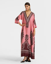 Muumuu Dress Oltrarno Placée Pink in Silk Twill