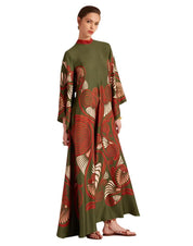 Magnifico Dress Kerylos Placée Dark Green in Silk Twill