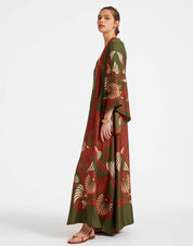 Magnifico Dress Kerylos Placée Dark Green in Silk Twill