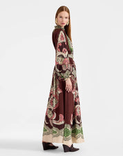 Cerere Dress Portal Placée Brown in Silk Voile