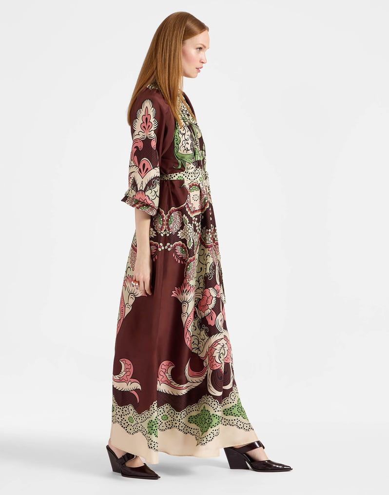 Cerere Dress Portal Placée Brown in Silk Voile