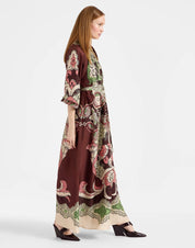 Cerere Dress Portal Placée Brown in Silk Voile