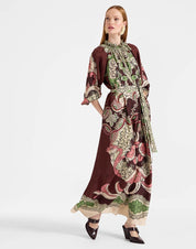 Cerere Dress Portal Placée Brown in Silk Voile