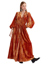 Long Camerino Dress Banquet Orange in Devoré