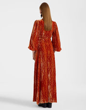 Long Camerino Dress Banquet Orange in Devoré