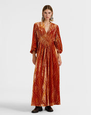 Long Camerino Dress Banquet Orange in Devoré