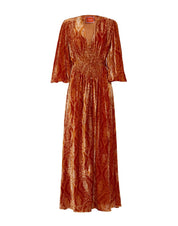 Long Camerino Dress Banquet Orange in Devoré