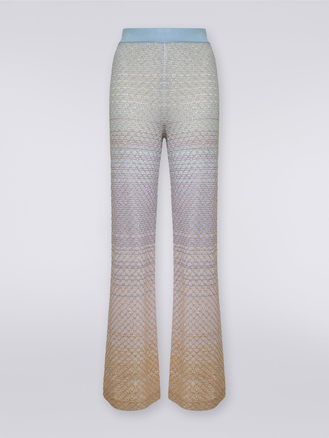 Viscose blend trousers with mesh and sequins