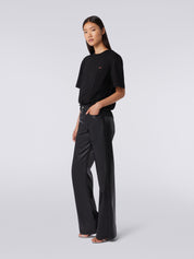 Eco-leather five-pocket trousers