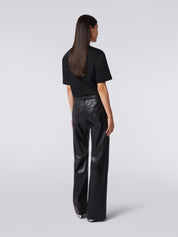 Eco-leather five-pocket trousers