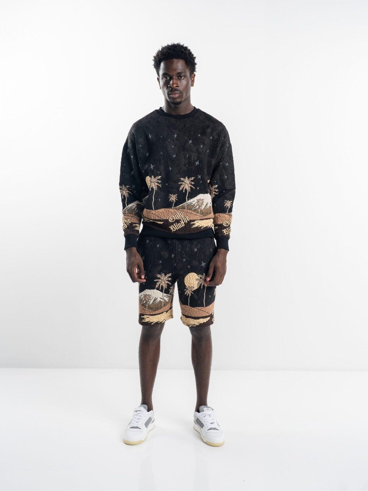 Only the blind sepia mountain jacquard crewneck