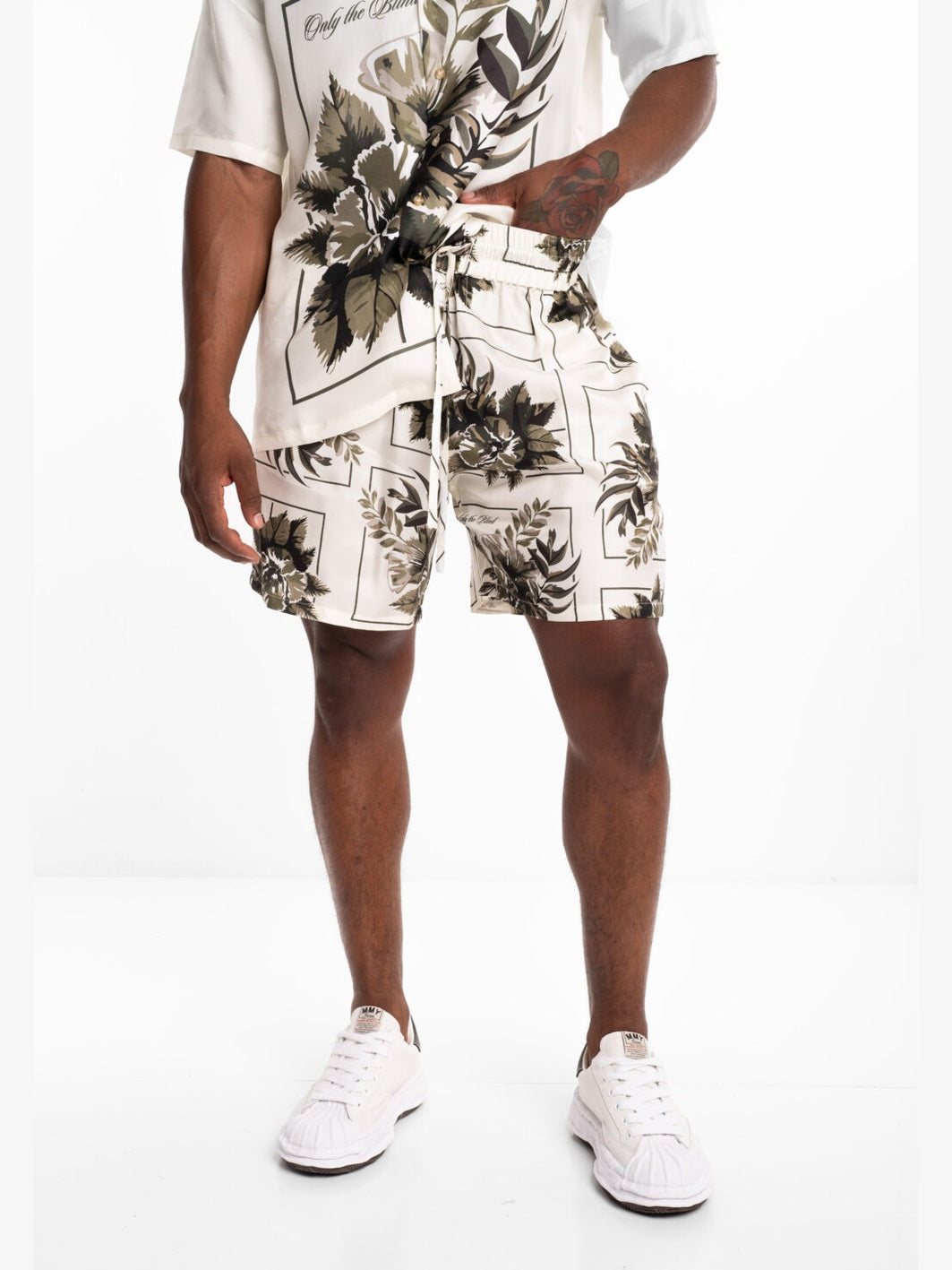 Botanical silk shorts