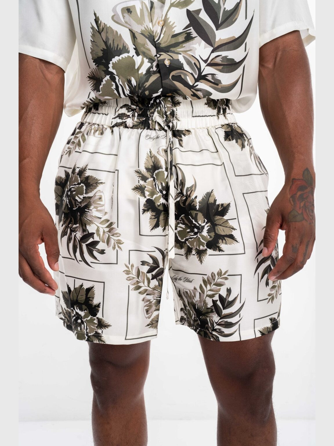 Botanical silk shorts