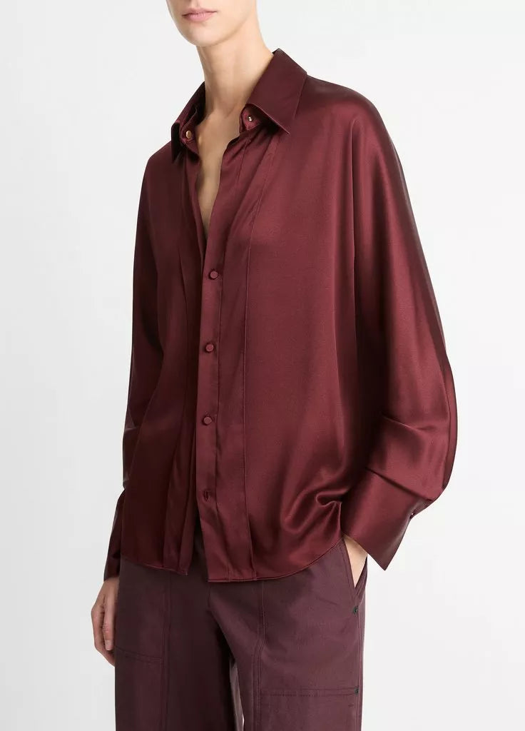 DETACHABLE COLLAR SATIN SHIRT