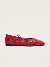 Sway slit red leather ballet flats