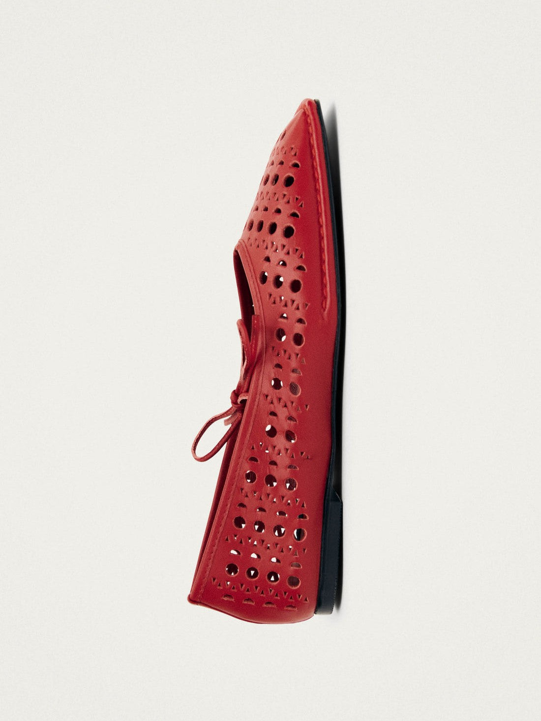 Sway slit red leather ballet flats