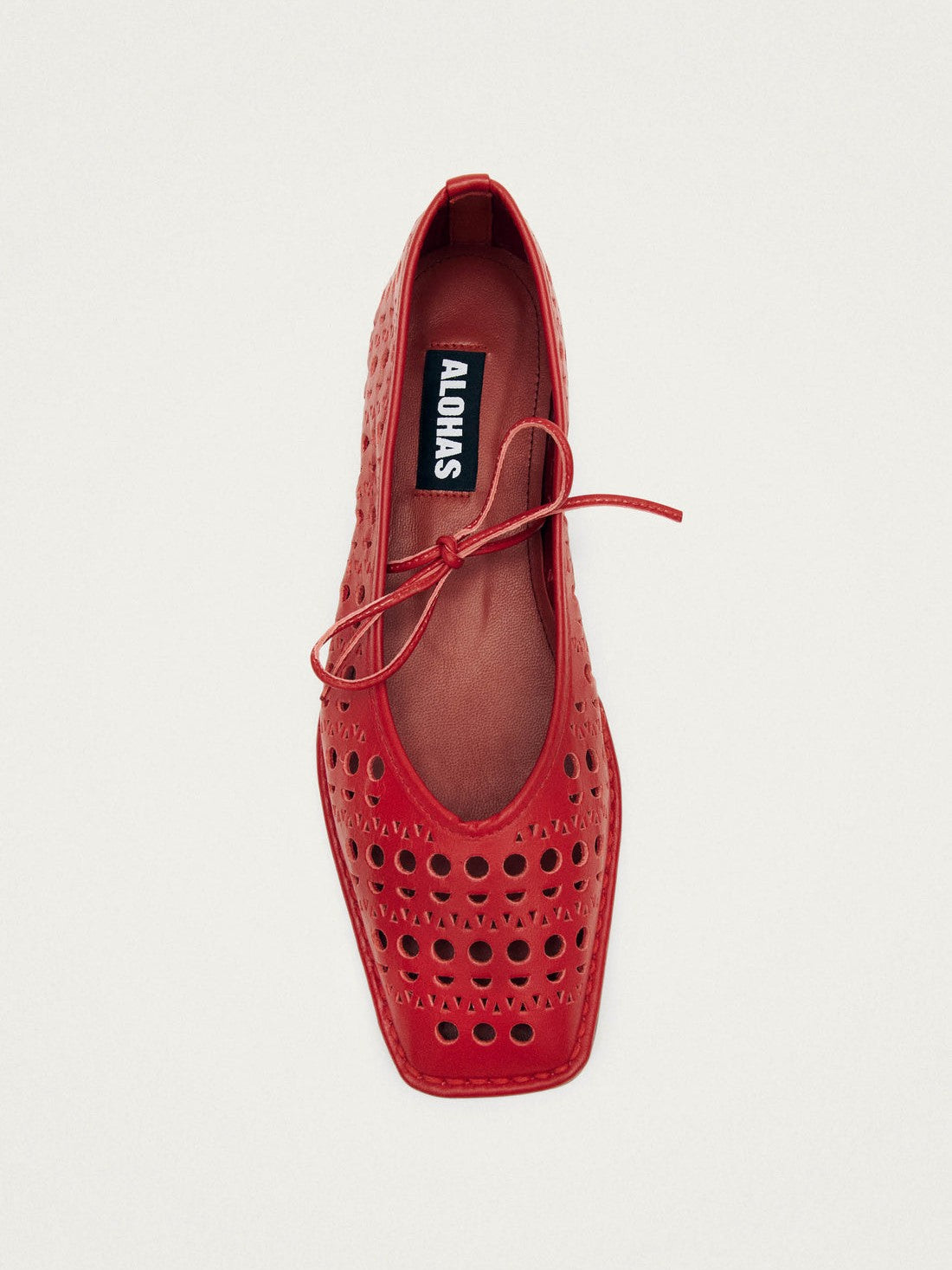 Sway slit red leather ballet flats
