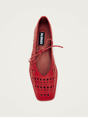 Sway slit red leather ballet flats