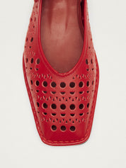 Sway slit red leather ballet flats