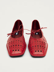 Sway slit red leather ballet flats