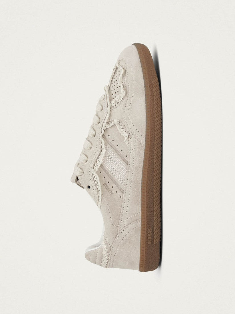 Tb.490 crochet cream leather sneakers