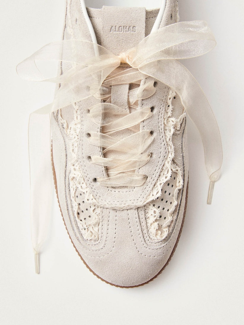 Tb.490 crochet cream leather sneakers