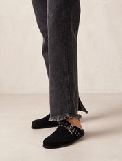 Halia black leather mules height (cm) 1.5