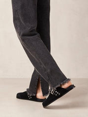 Halia black leather mules height (cm) 1.5