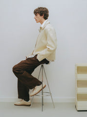 Tb.490 rife grain cream leather sneakers