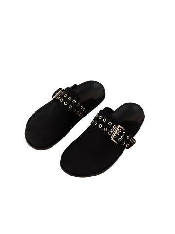 Halia black leather mules height (cm) 1.5