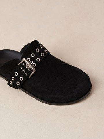 Halia black leather mules height (cm) 1.5