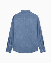 Denim-effect cotton chambray shirt with a classic collar