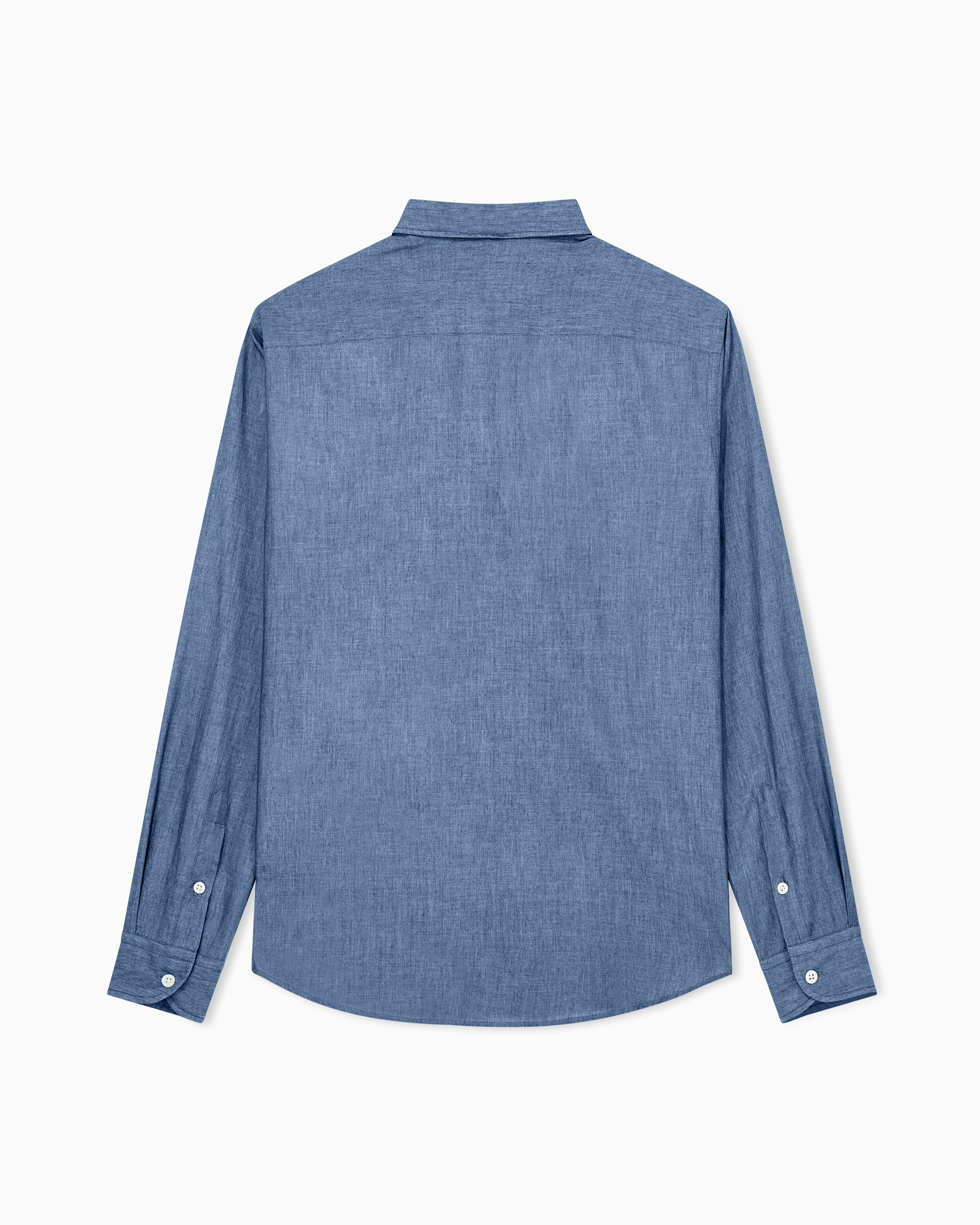 Denim-effect cotton chambray shirt with a classic collar