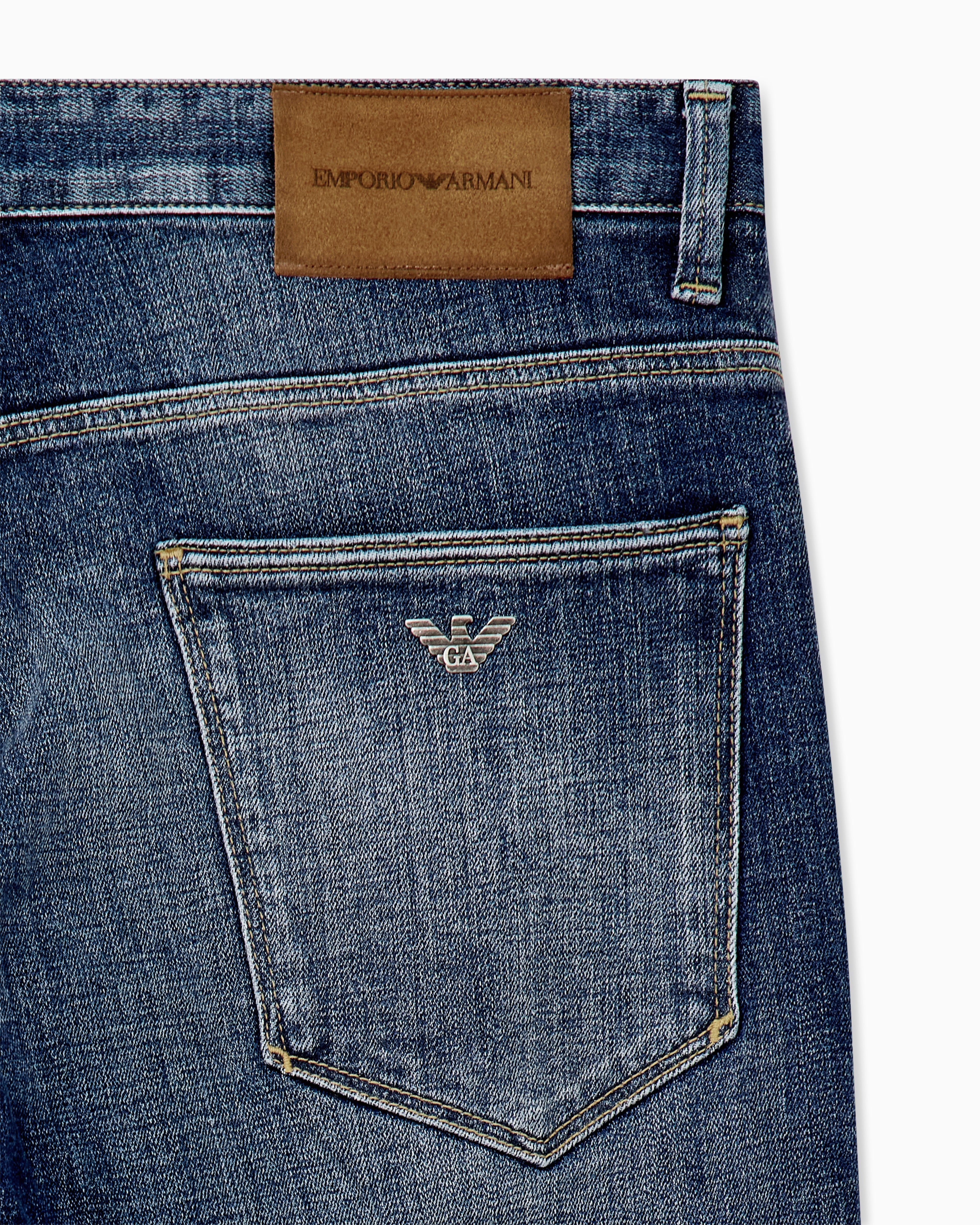 Slim-fit five-pocket jeans in distressed stretch denim