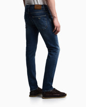 Slim-fit five-pocket jeans in distressed stretch denim